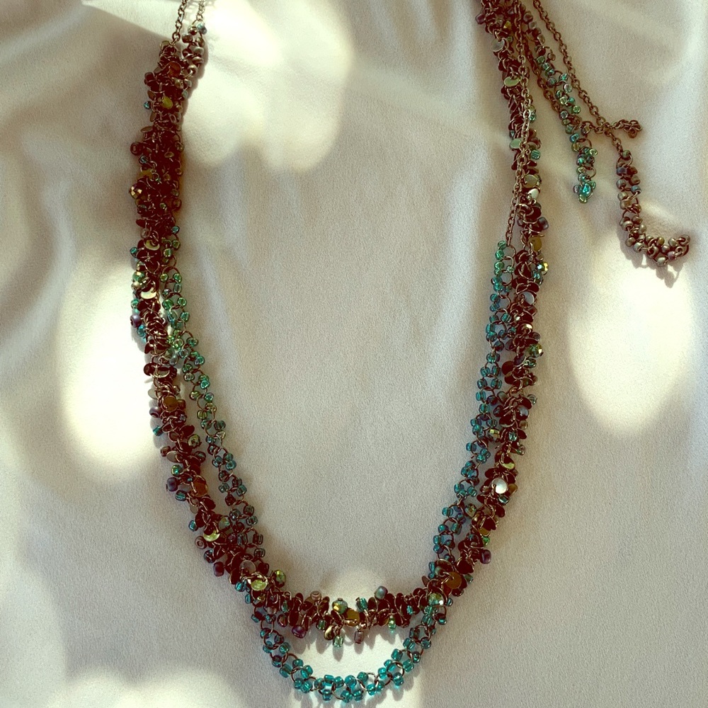 Multilayered vintage style beaded necklace.